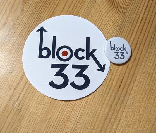 Block 33 Sticker and Badge